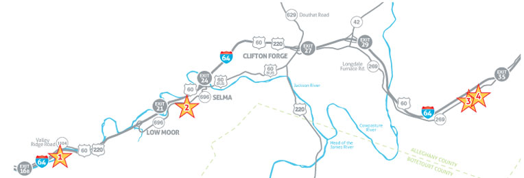 Alleghany Highlands Civil War Trail Markers driving map