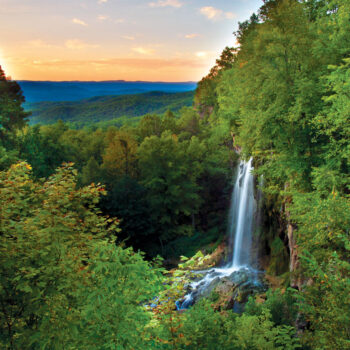 falling spring falls at sunrise