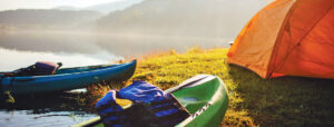 Kayaks and Tent at Douthat State Park