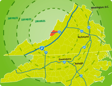 radius map of VA and NC