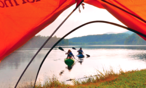 paddlers view through tent